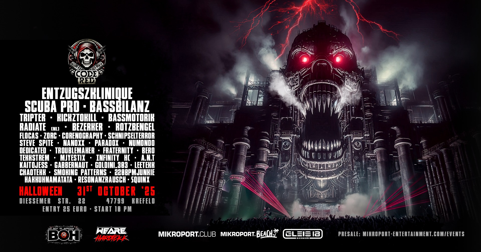 31.10.25 CODE RED – HALLOWEEN FESTIVAL / 4 Areas