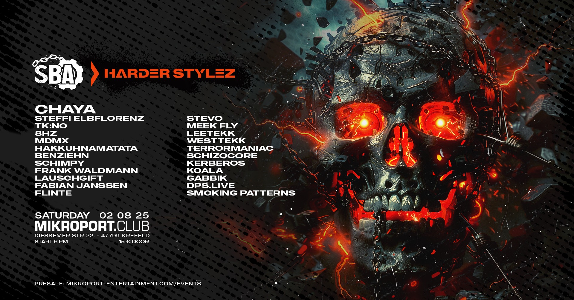 02.08.25 – SBA – Harder Styles // Hardtechno & Early Classics & Hardtekk //2 Floors (Indoor & Outdoor)