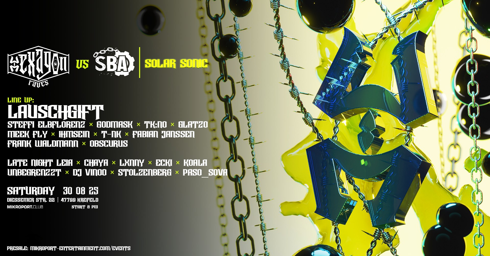 30.08.25 – Hexagon  x  SBA – Solar Sonic  – Bunker + Open Air