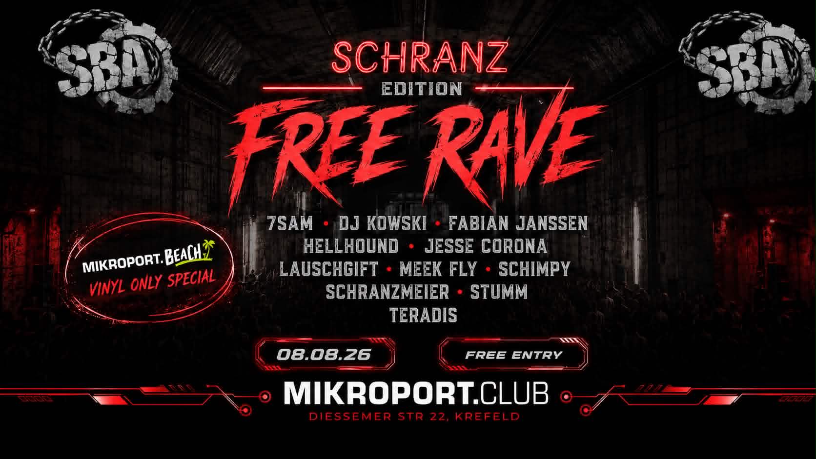 08.08.26 – FREE RAVE : SBA – SCHRANZ  EDITION