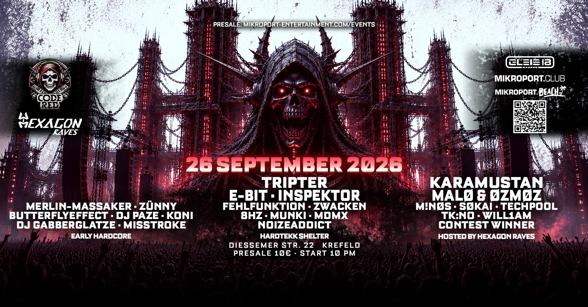 26.09.26 – CODE RED x HEXAGON RAVES x TrIPTER , KARAMUSTAN, E-BIT, MALO & OZMOZ & many more!